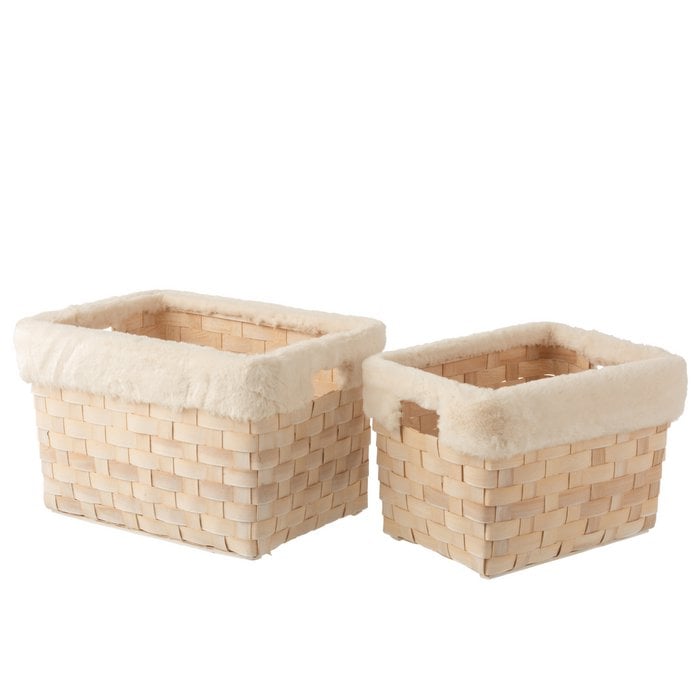 J-Line - Manden 'Rotan' (Set van 2, Naturel, White wash)