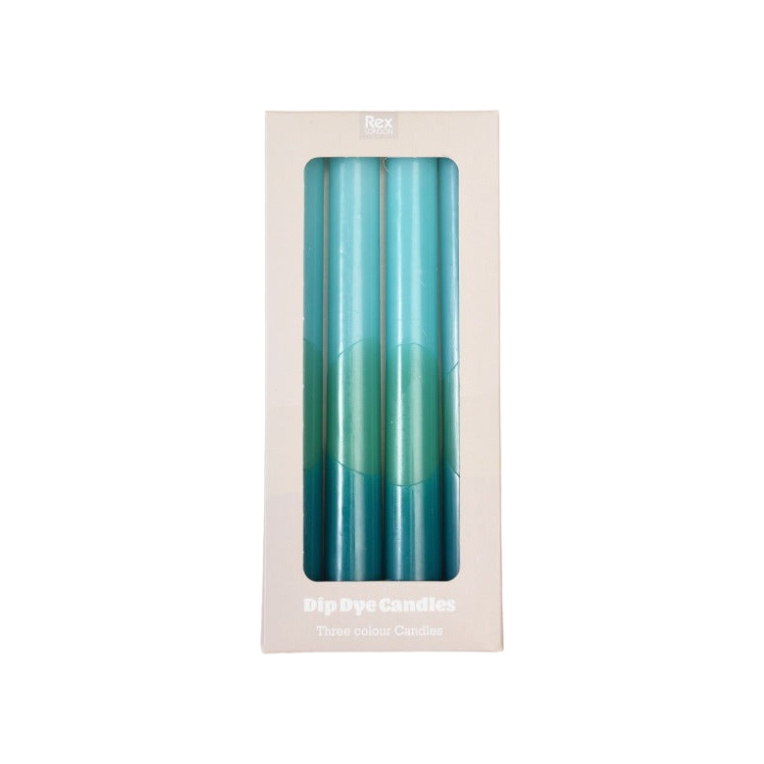 Rex London - Dip dye dinerkaarsen 'Straight' (set van 4) - Blauw