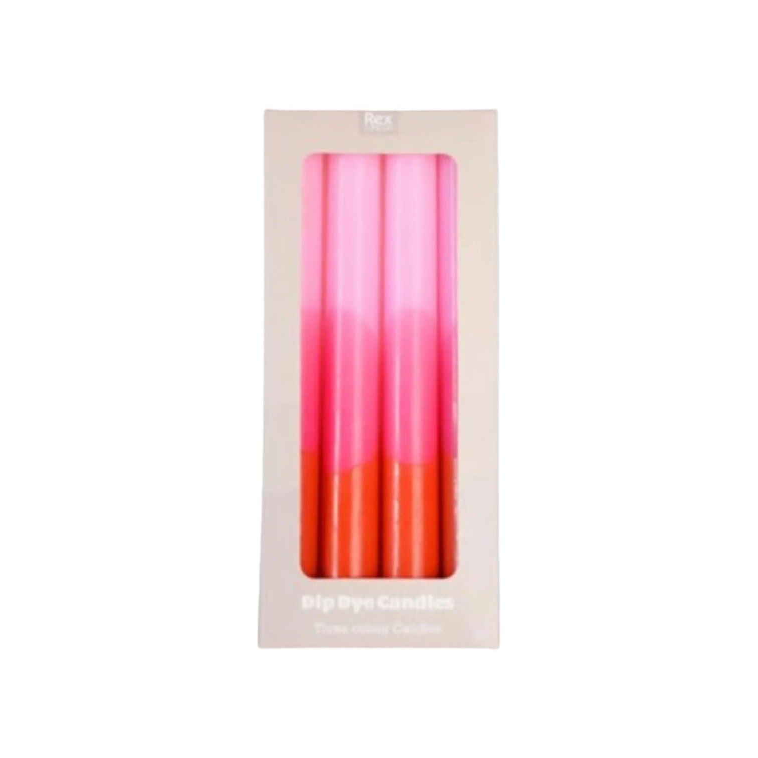 Rex London - Dip dye dinerkaarsen 'Straight' (set van 4) - Roze