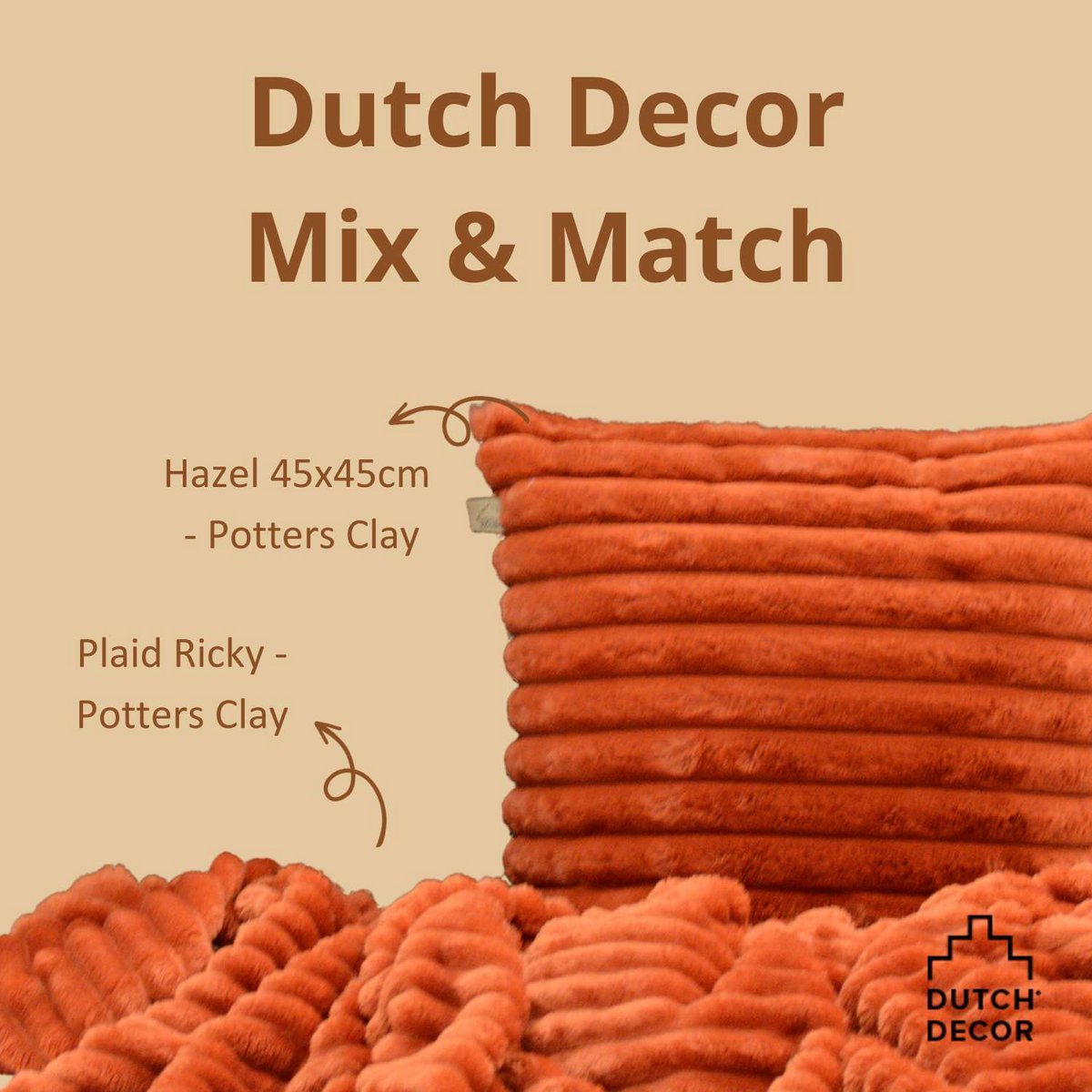 Dutch Decor - Plaid 'Ricky' (150cm x 200cm, Potters Clay)