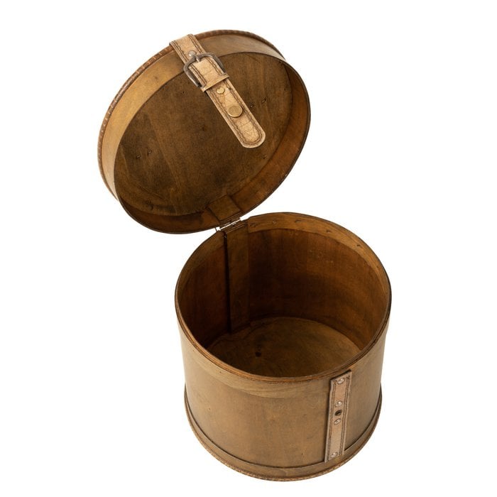 J-Line - Koffers 'Rond' - Hout - Beige (Set van 2)