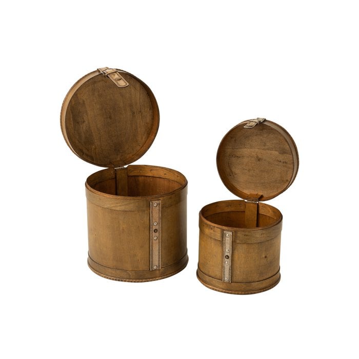 J-Line - Koffers 'Rond' - Hout - Beige (Set van 2)