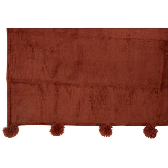 J-Line - Plaid 'Pompom' (170cm x 130cm) - Marsala rood