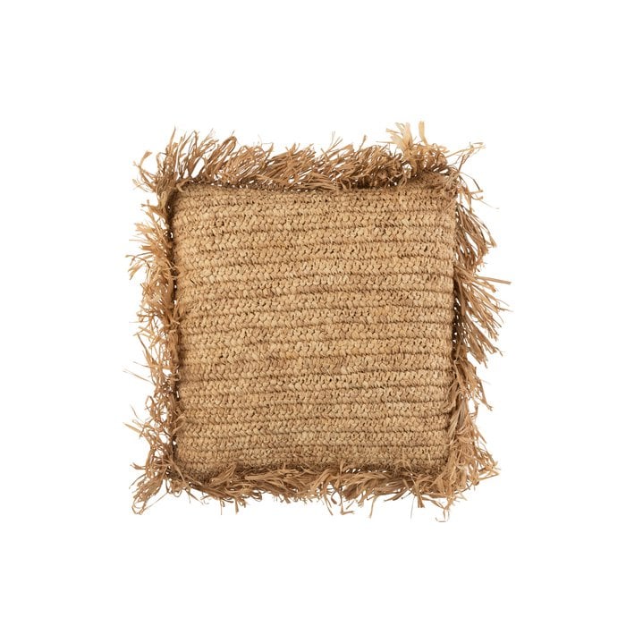 J-Line - Kussen 'Raffia' (Naturel, Small)