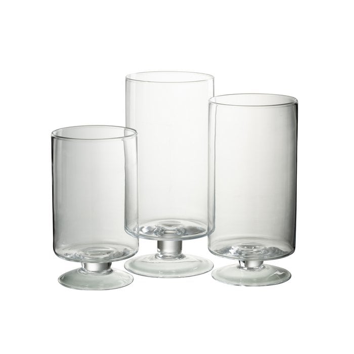 J-Line - Windlicht op voet 'Rond Glas' - Transparant - Large