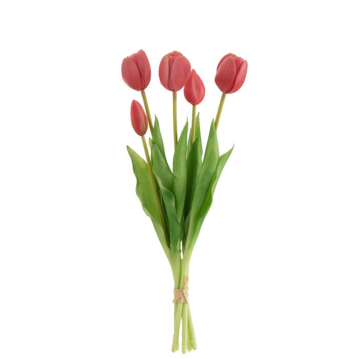 J-Line - Boeket kunsttulpen 'Munia' (Fel roze, 5 stuks, Medium)