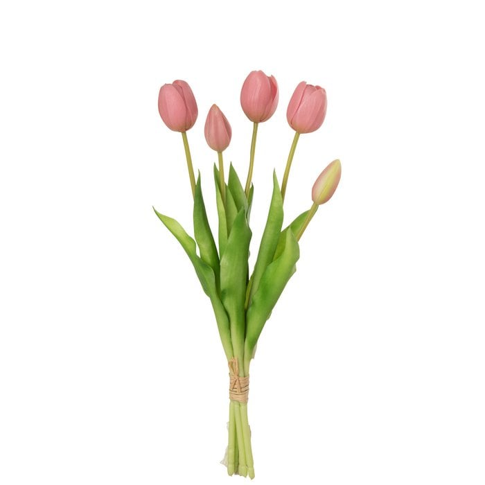 J-Line - Boeket kunsttulpen 'Munia' (Roze, 5 stuks, Medium)