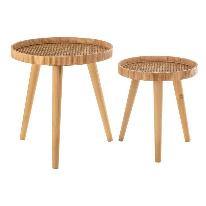 J-Line - Bijzettafel 'Tripod' (Set van 2, Naturel)