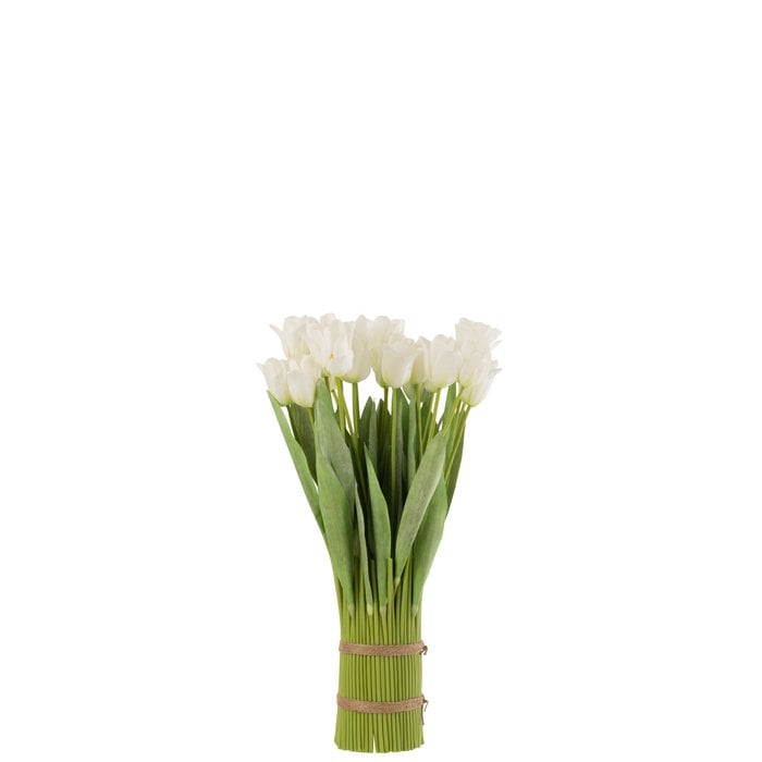 J-Line - Boeket kunsttulpen 'Bundel Fleur' (Wit)