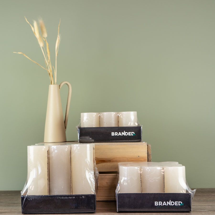 Branded By - Kaarsen 'Pillar' (Ø5cm x 10cm) - Off White (set van 9)